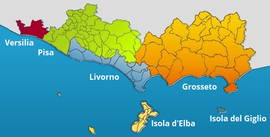 Map Toskania morze